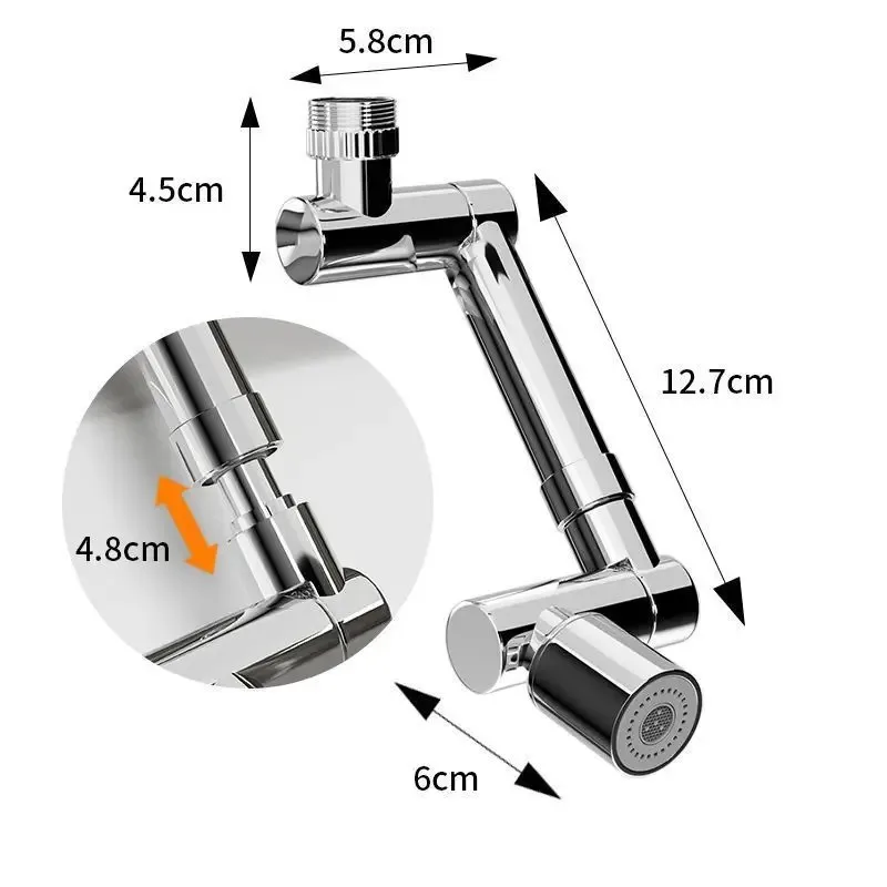 New 1440° Rotatable Scalable Metal Faucet Aerator Bathroom Splash-proof Bubbler Faucet Filter Nozzle Tap Saving Water Extender 6
