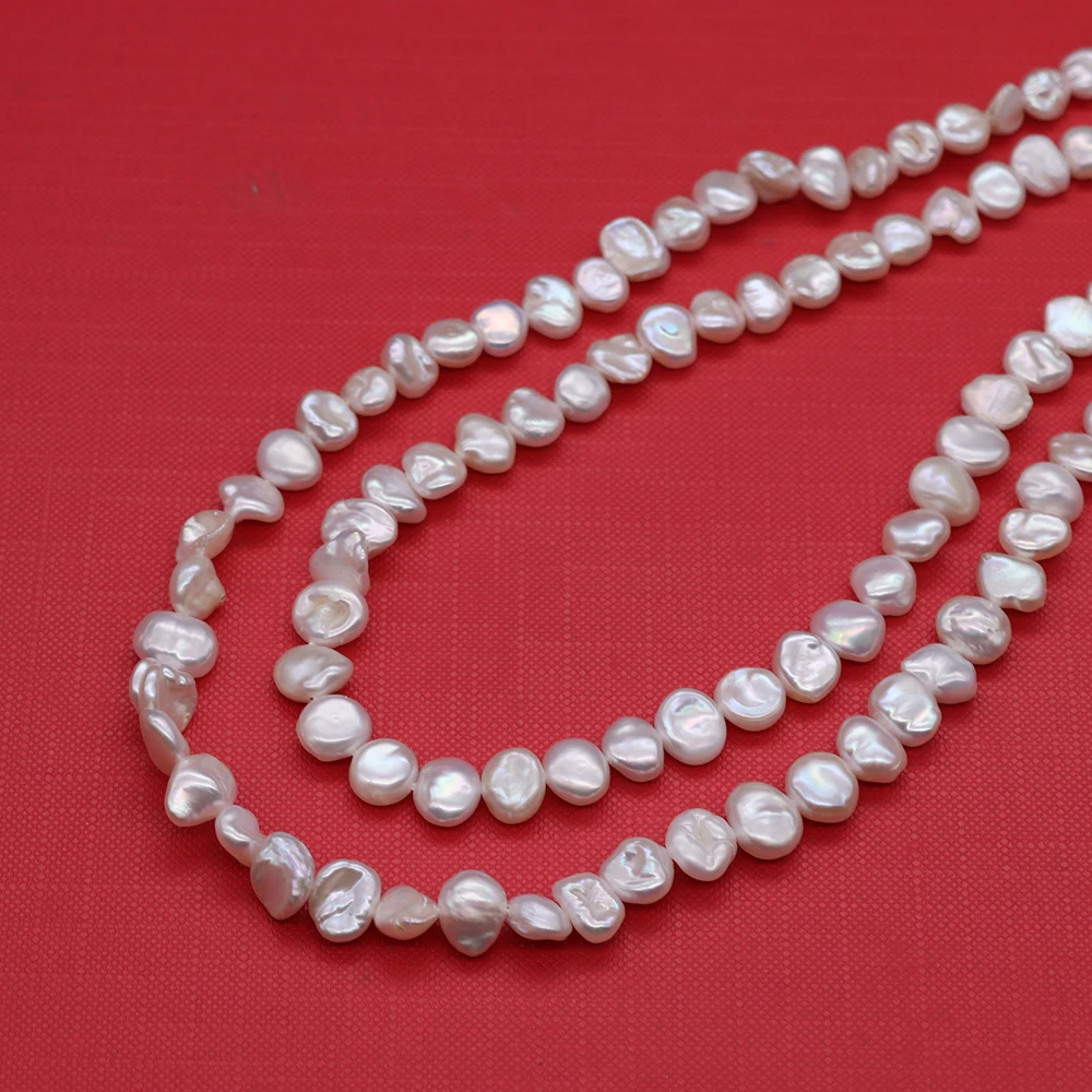 1 Strand 8-9mm Irregular Round Shaped Natural Freshwater Pearl Loose Beads DIY for Necklace Bracelets Earrings Regeneration Bead