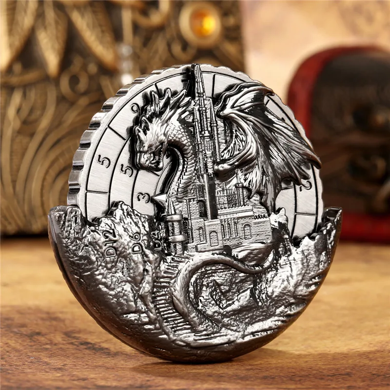 7-in-1-Würfel aus Metall, Roulette, Drache, Schlossform, Spinner-Würfel, drehbar, rotierend, RPG, Rollenspiel, Gaming-Zubehör, Hochzeitsgeschenkset – Detail 7