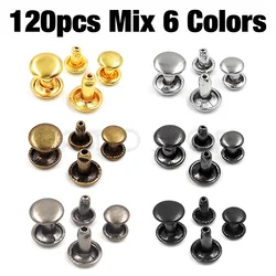 100 Sets of 6-8mm Metal Double Cap Rivets for Leather Crafting and DIY Projects (120Sets Mix 6 Colors)