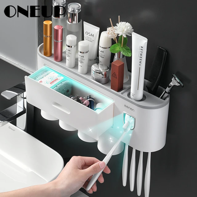 Inverted Toothbrush Holder Automatic Toothpaste Squeezer Dispenser Storage Rack  Bathroom Accessories - AliExpress