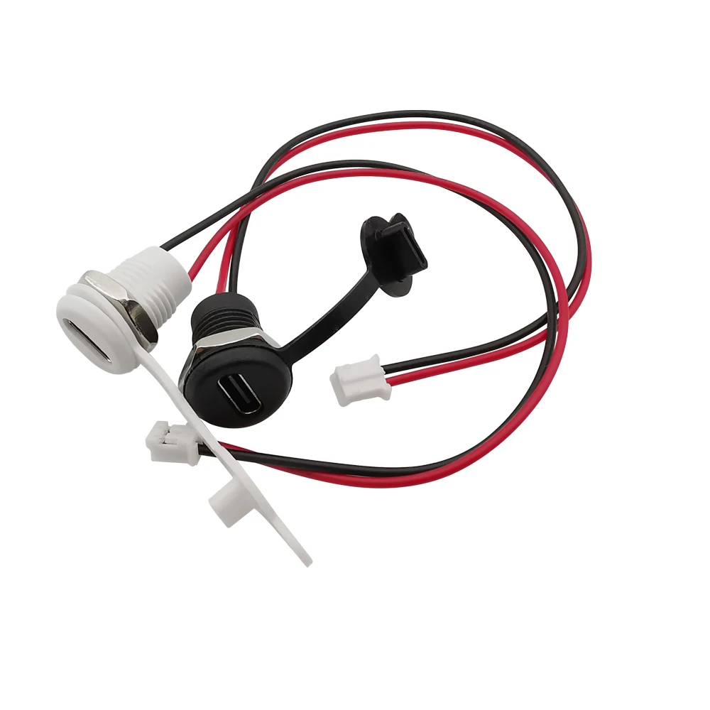 1 pcs Waterproof USB Connector Type-C Waterproof to Jst PH 2.0 nut locking plate Female High Current Fast Charging jack port