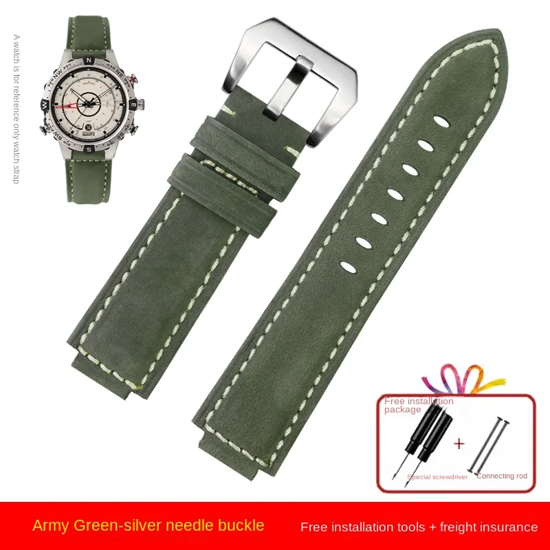 Genuine Crazy Horse Leather Watch Strap - Timex Tidal Compass Vintage Inspired Design