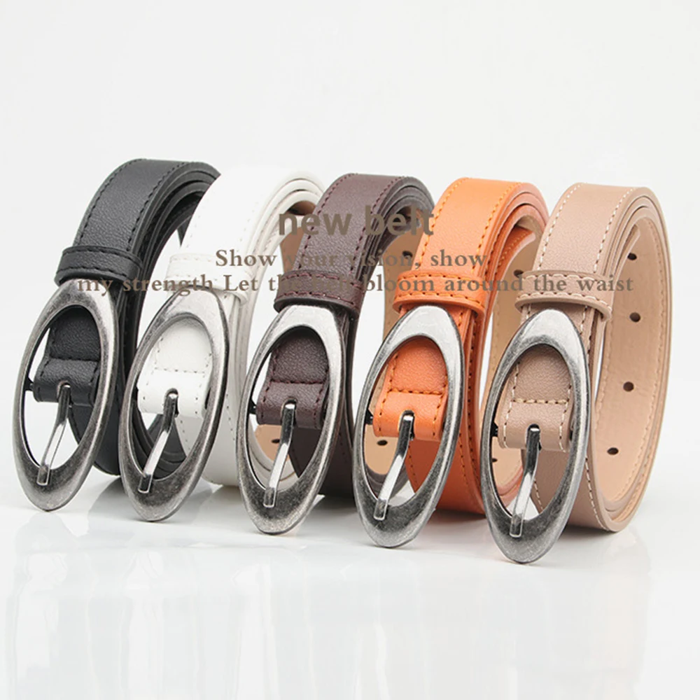 

New Women Belts PU leather Oval Metal Pin Buckle Belt for Ladies Dress Jean Pants Waistband Luxury Brand Wild Waist Strap Belt