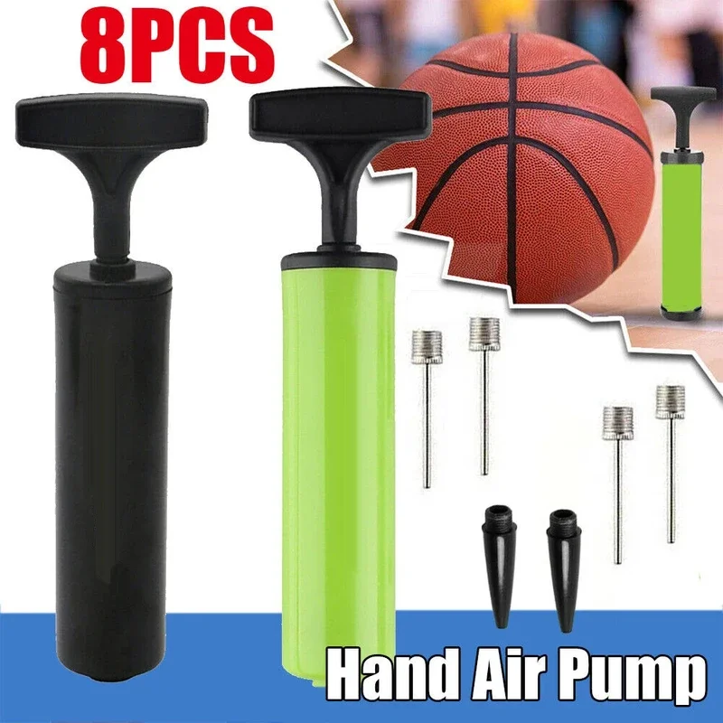 Air pump Ball pump Ball inflating pump needle Portable Ball Pump Set Flexible Pants Volleyball Football Basketball With Needle Hand Air Pump Durable Balloon Ball Inflato 8Pcs
