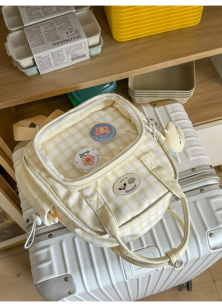 Kawaii Pastel Grid Harajuku Ita Tote Bag