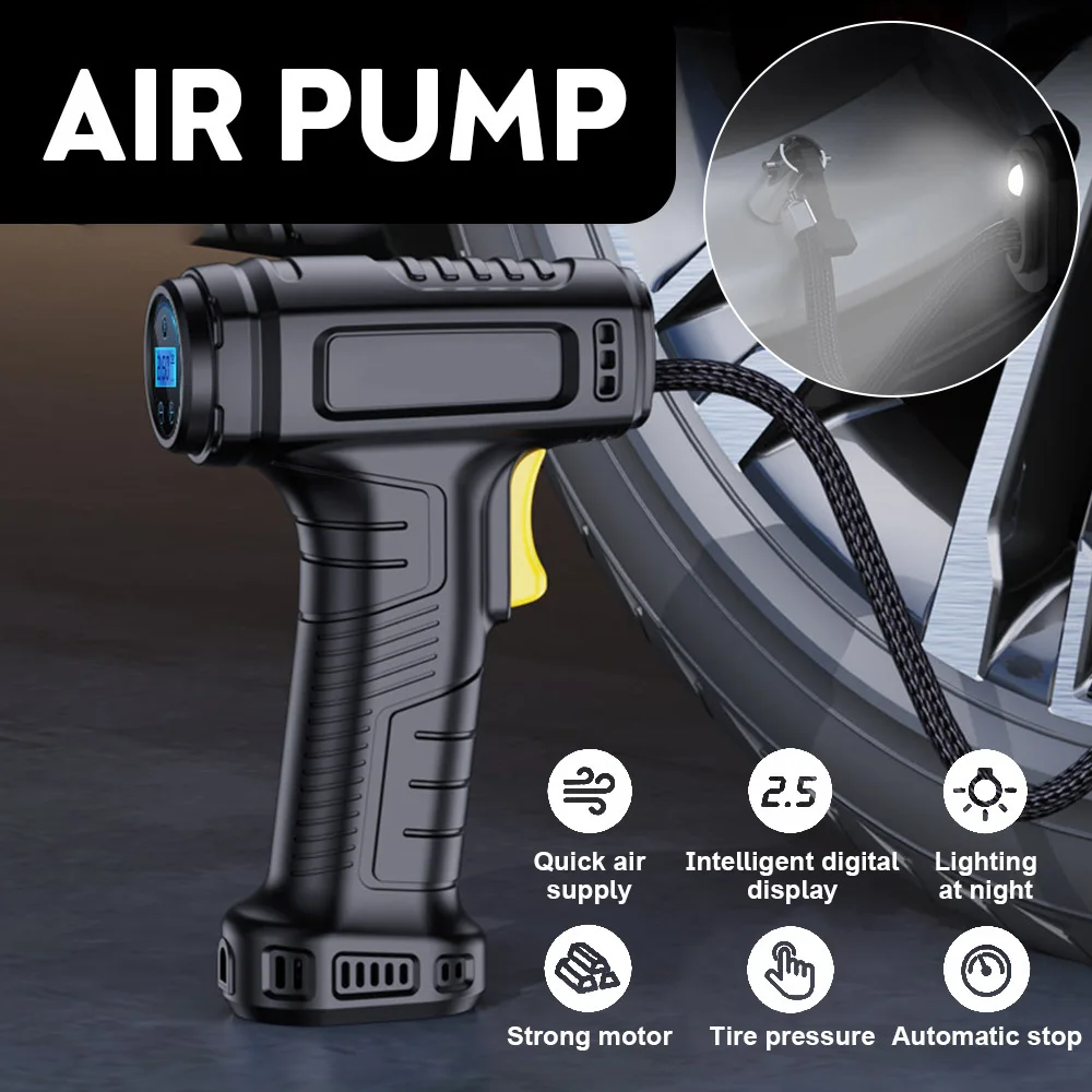 120W Handheld Air Compressor Wireless Wired Inflatable Pump Portable Air Pump Tire Inflator Digital for Car Bicycle Balls air pump needle football gloves battle multi function small for balls inflator needles