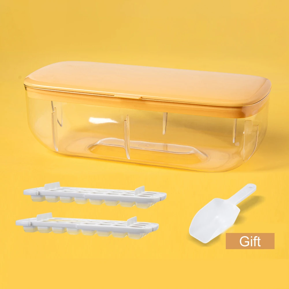 Ice Cube Tray With Lid And Bin Quick Release Silicone Ice Cube Maker Mold With Container For Cocktail Whiskey Bar Kitchen Tools
