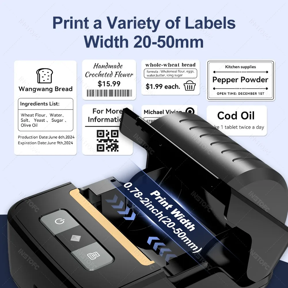 N20 Portable Mini Label Printer Thermal Adhesive Sticker Print Maker Inkless Pocket Bluetooth Machine White Color Paper Rolls