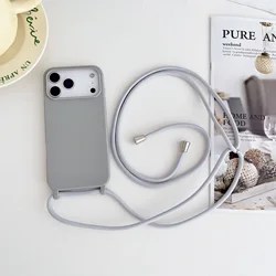 Crossbody Lanyard Cord Silicone Phone Case with Necklace Strap - iPhone Air (GRAY)