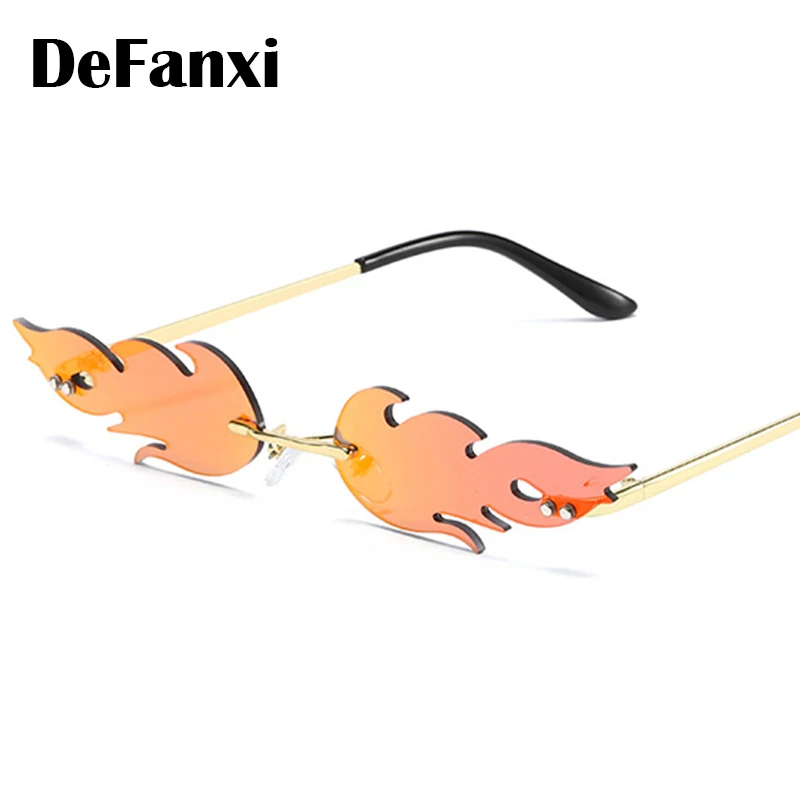 Fashion Rimless Cat Eye Sunglasses For Women Steampunk Metal Small