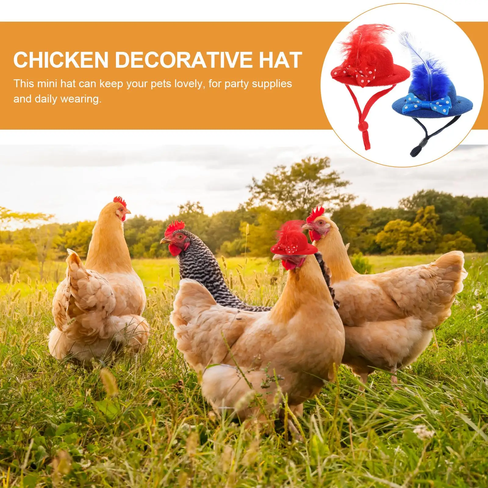 2 Pcs Mini Pet Hats Adjustable Elastic Chin Strap 8cm Yellow Butterfly for Chicken Hen Bird Photo Prop Cute Decorative