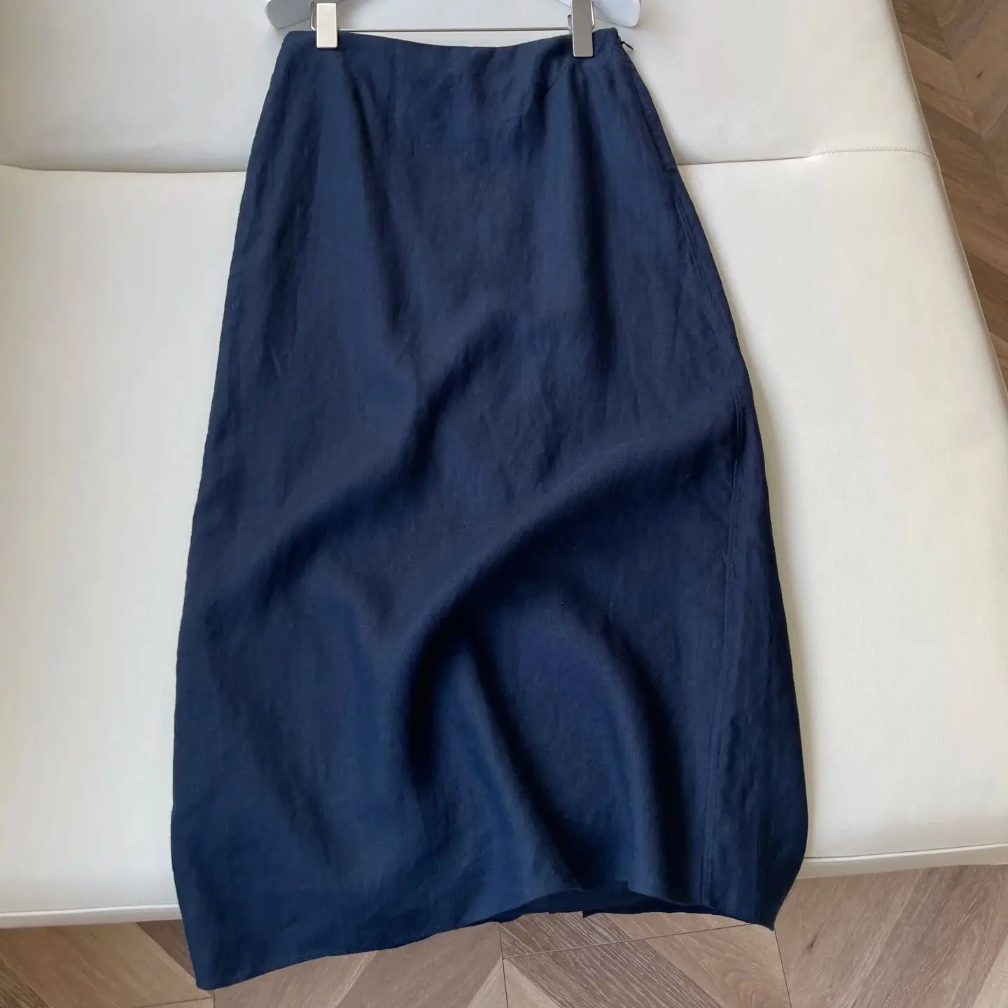 Women's Classic Simple Premium Skirt Retro Blue Fashion Elegant Split Design Skirt