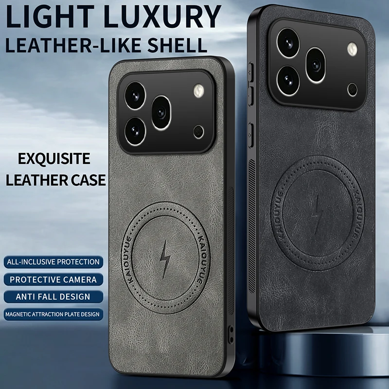 Luxury Leather Magnetic Phone Case - Classic Design