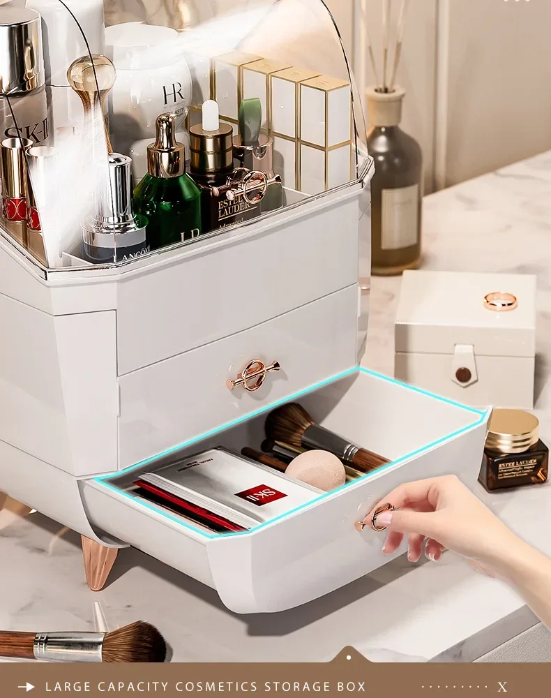 Cosmetic Storage Box Makeup Box Large Capacity Dustproof Desktop Drawer Make Up Drawer Container Jewelry Lipstick Boxs Organizer 4