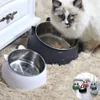Cat Dog Bowl 15 Degrees Raised Non Slip Puppy Base Cat Food Drinking Water Feeder Tilt Safeguard Neck Pet Bowl Accessories A2 4