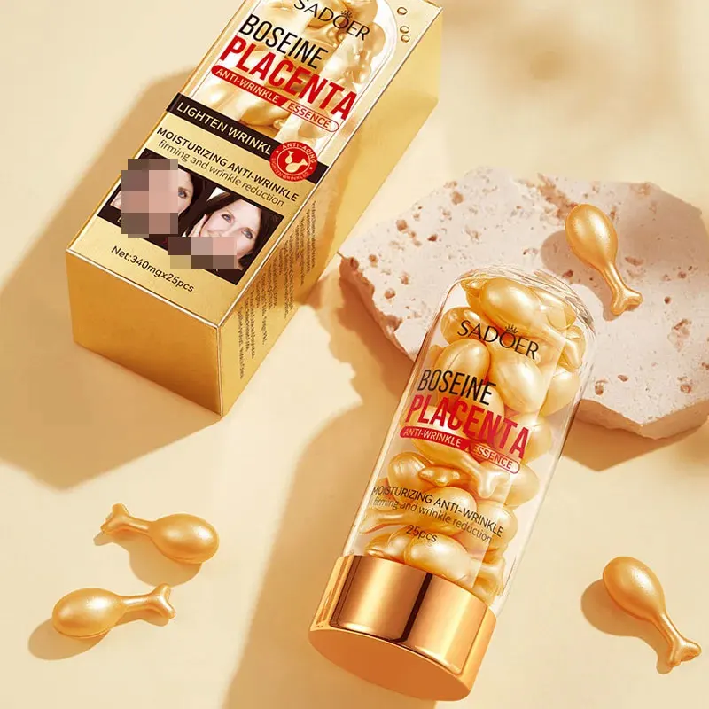 25pcs Placenta Capsules Serum Spot Acne Remover Whitening Face Serum Anti-Wrinkle Firming Brighten Skin Care Cosmetics Essence