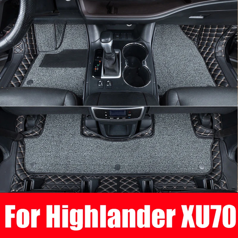 For Toyota Highlander Kluger XU70 2021 2022 2023 LHD Car Floor Mat Interior Carpet Pu Leather Foot Pad Mats Cover  Accessories