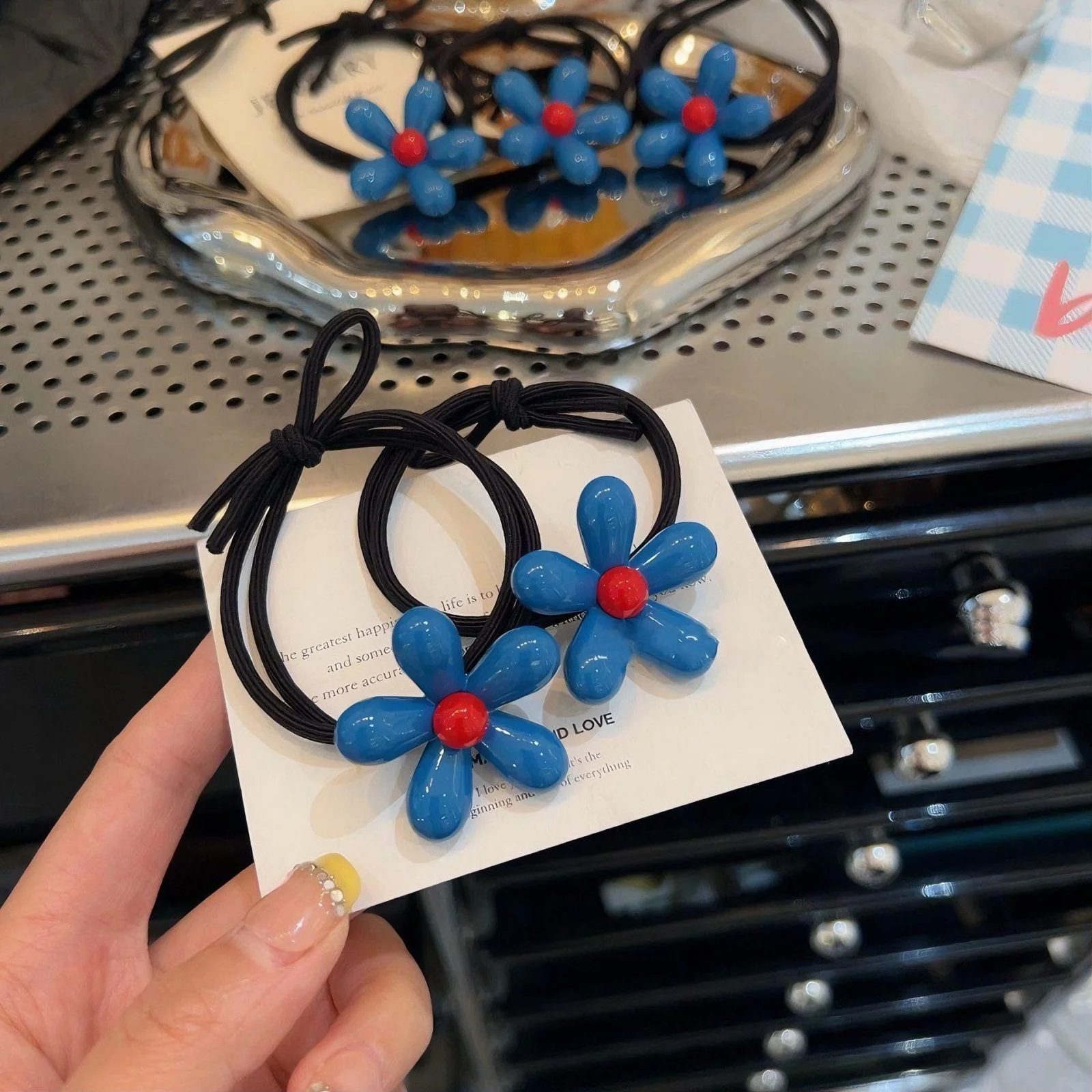 1PC  Blue Flower Hair Accessories Set, Cute Flower Hair Clips and Bands, Sweet Hair Decor for Girls