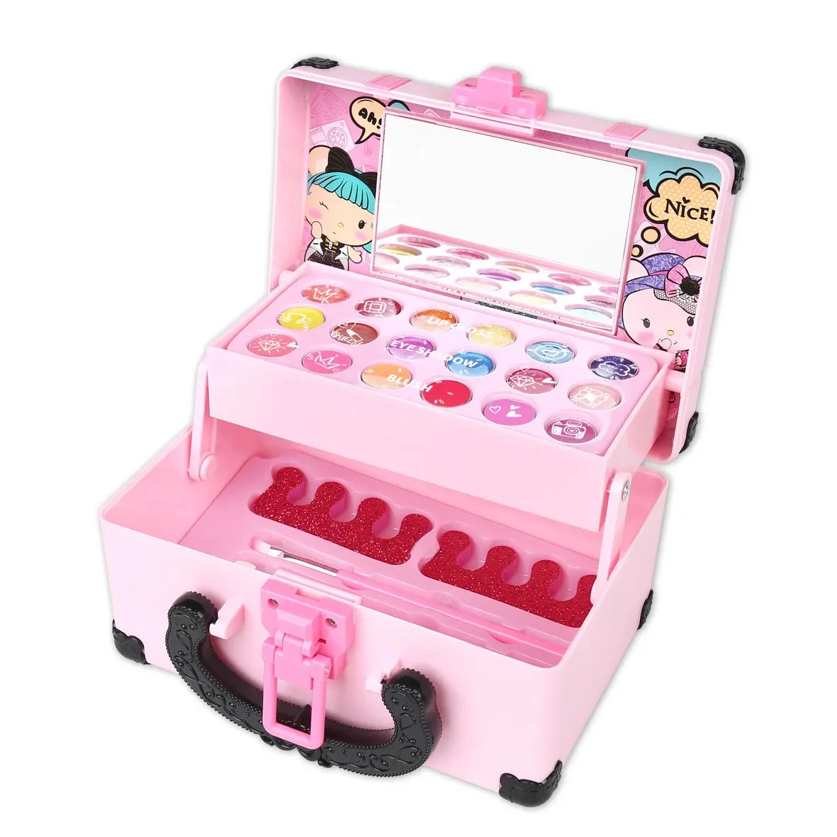 

Children's Cosmetics Toy Handbag Set Non Toxic Lipstick Blusher Girl's Birthday Gift Handbag Princess Makeup Box Nail Polish Toy