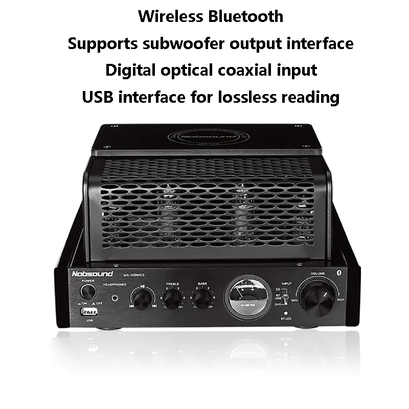 Amplificatore Di Potenza Del Tubo Interfaccia Usb Bluetooth Wireless Amplificatore Di Potenza Hifi Classe Ab High Bass Regolabile 2.1 Canali Vu Meter