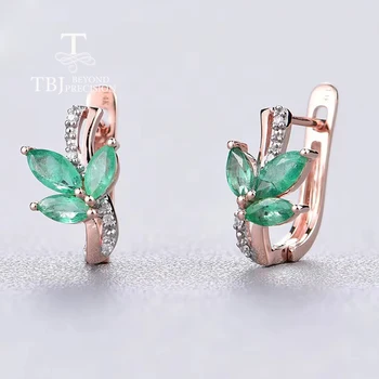 14K rose gold diamond earring natural emerald earring for women girls nice gift fashion design gold fine jewelry 1