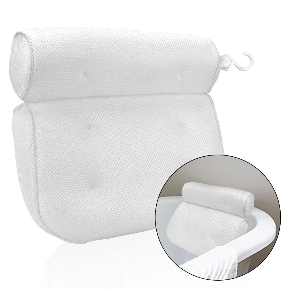 3D Mesh Massage Machine Bath Pillow Bathtub Suction Cup Backrest Cushion SPA Anti-slip 6 Cups Neck Headrest Thickened Home bath pillow