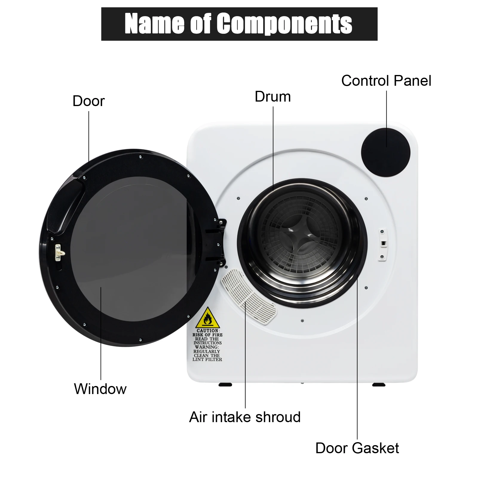 Electric Compact Laundry Clothes Dryer Tumble Dryer Easy Control Panel with LED display for Variety Drying Mode Portable Dryer 2