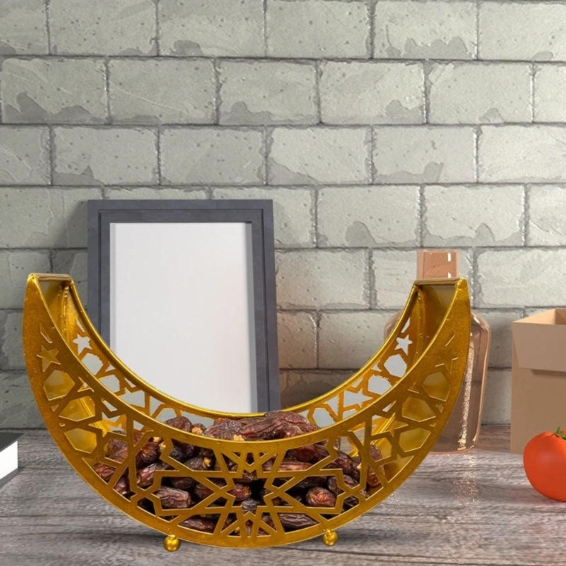 Eid Mubarak Moon Serving Tray Tableware Dessert Storage Container Ramadan Muslim Islamic Party Supply