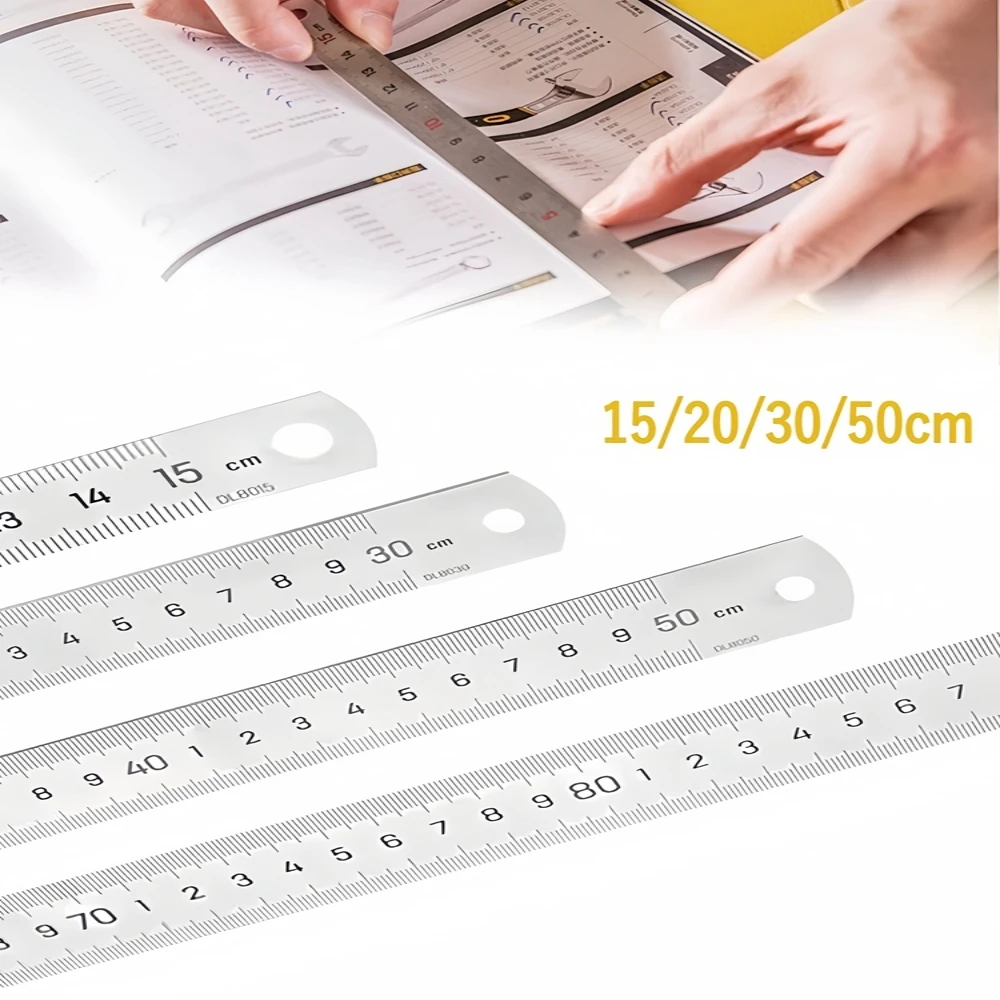 금속 체중계 스테인레스 스틸 스트레이트 눈금자 측정 문구, 제도용 액세서리, 수공구, 학교 사무용품, 150mm, 500mm