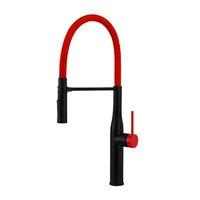 ก๊อกน้ำอ่างล้างจานแบบดึงลง Tuqiu สีเทา นิกเกิลขัดเงา ก๊อกน้ำห้องครัว ก๊อกน้ำร้อนและเย็น สปริงสีแดง SUS304 แบบหมุนดึงลง 4