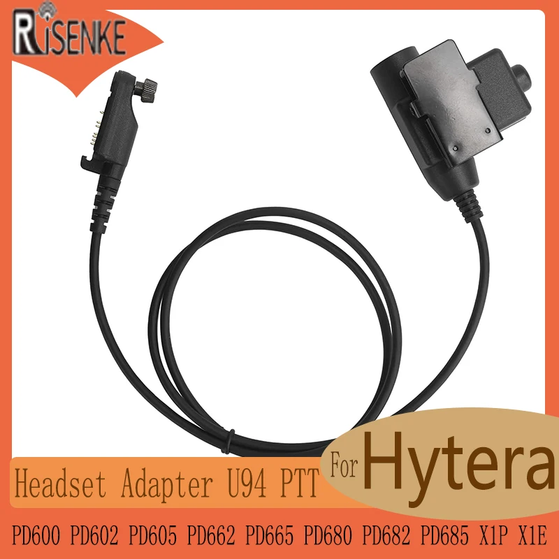 RISENKE-Earpiece Headset Adapter,U94 PTT,Radio Walkie Talkie,for Hytera PD600,PD602,PD605,PD662,PD665,PD680,PD682,PD685,X1P,X1E walkie talkie earhook mic earpiece headset for hyt hytera pd600 pd602 pd605 pd662 pd665 pd680 pd682 pd685 x1p x1e two way radio