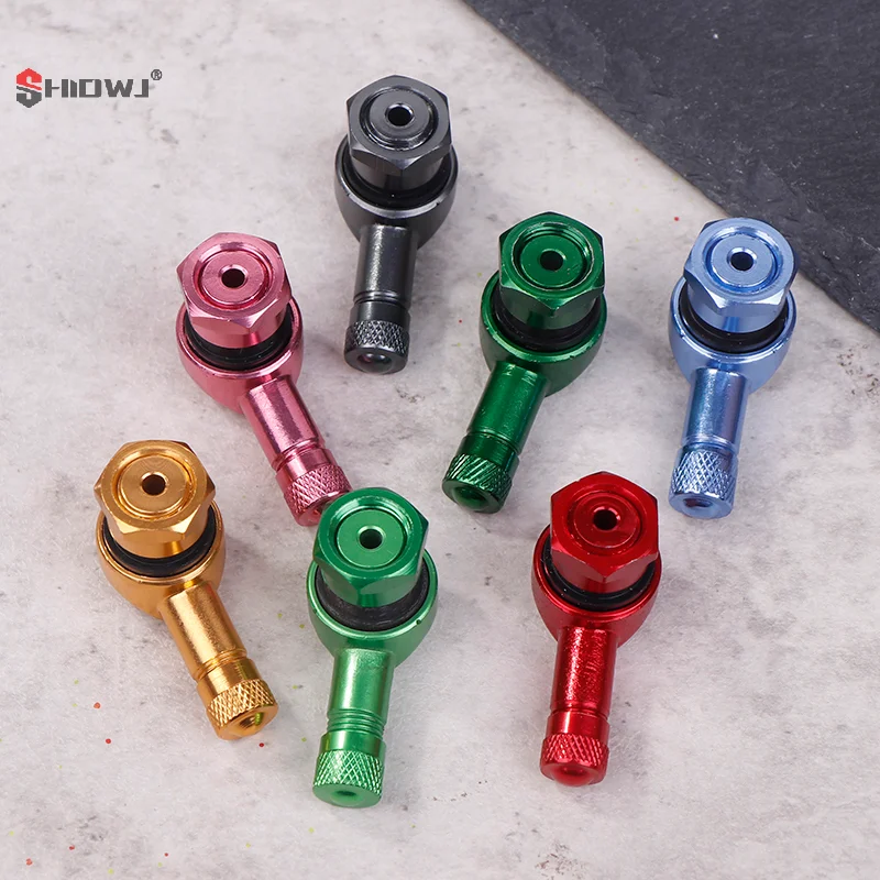 2Pcs/Set Aluminum Alloy Valve Motorcycle Valve Stems Rim 90 Degree Angle Motorcycle Tire Tubeless Caps Rim Wheel Parts