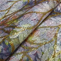 High Quality African Lace Fabric Light Gold French Net Sequins Fabric Sewing Embroidered Lace Tulle Nigerian Lace Fabric 5Yards 6