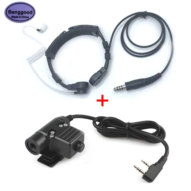 Air Tube Throat Vibration Mic Headset + Z Tactical U-94/A U94 PTT for Kenwood Baofeng UV-5R UV-5RE Plus BF-888S UV-6R H777 Radio air tube throat vibration mic headset z tactical u 94 a u94 ptt for baofeng uv9r uv 9r plus bf a58 a 58 gt 3wp bf 9700 radio