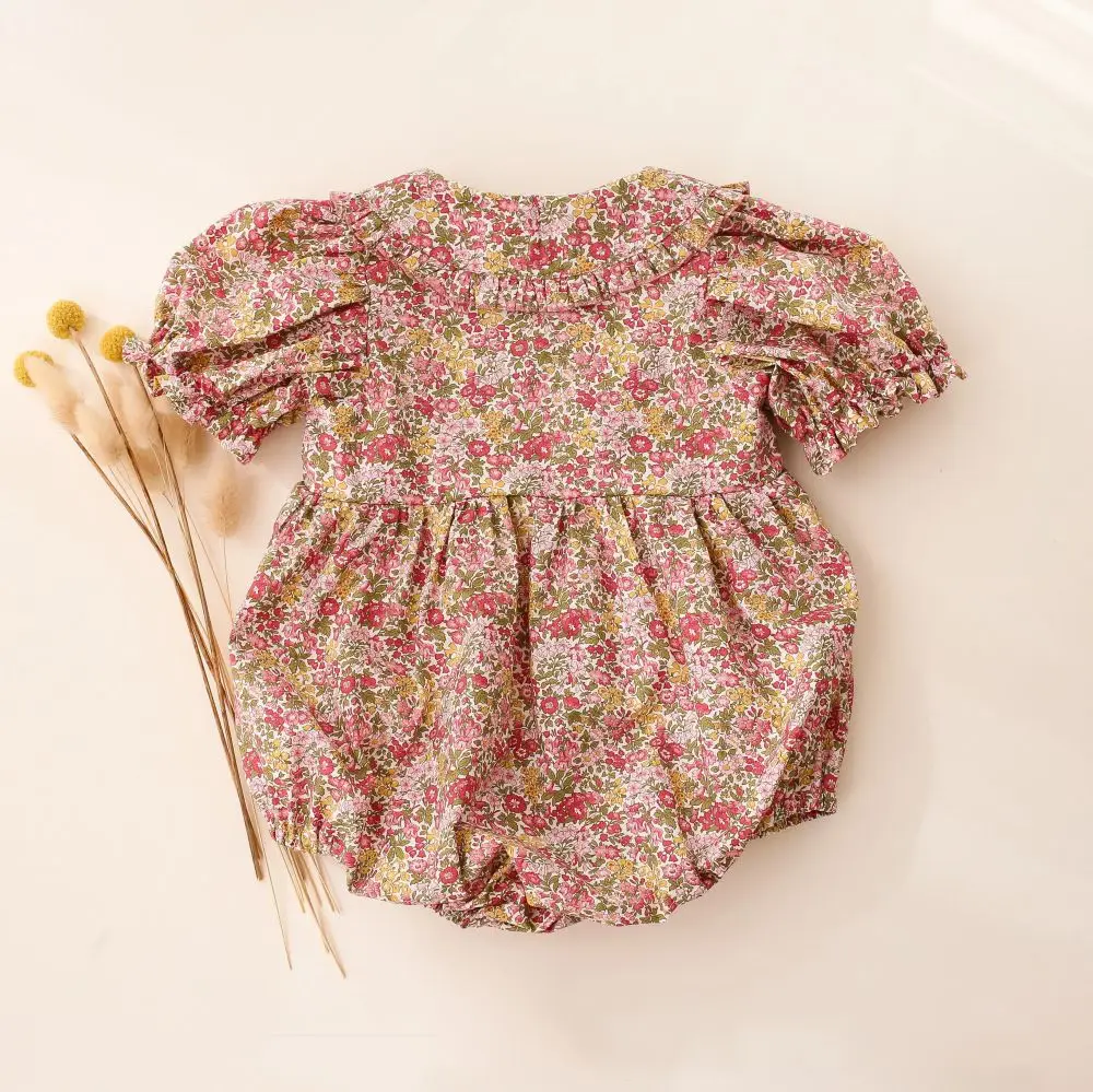 Floral Summer Baby Girl Playsuit Short Sleeve Cotton Baby Girl Romper Newborn Baby One-piece 2