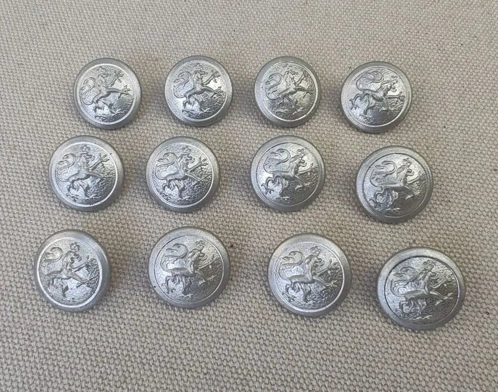 18MM WWI WW1 독일 바이에른 버튼 실버 18MM 사자 버튼 12개 세트