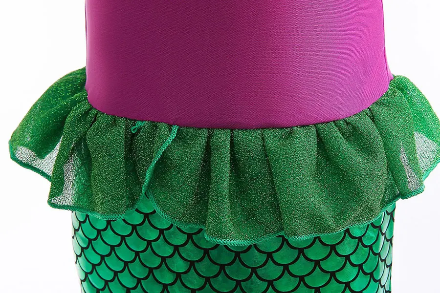 Girls Mermaid Costume Princess Ariel Halloween Carnival Birthday Party Dress Outfit