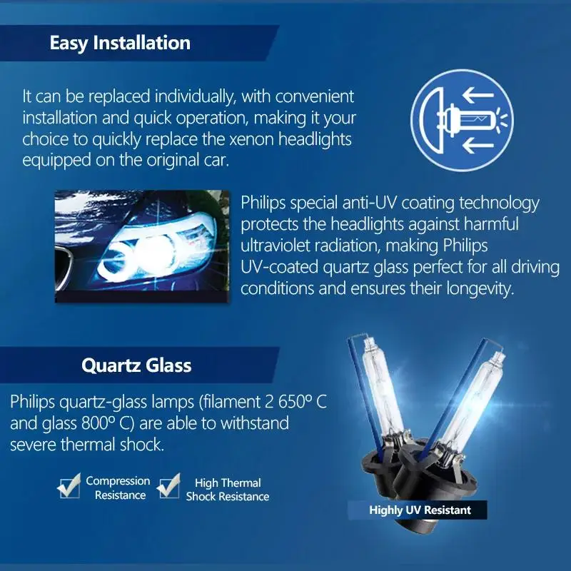 Philips D1S Xenon HID Standard Car Original Head Light 35W 4200K White Genuine Bulb Replacement Upgrade Lamp, 1x 4