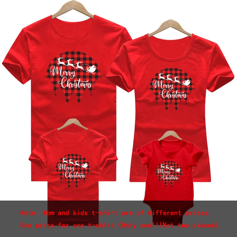 thumbnail image 1 of Ropa a juego familiar de moda navideña de Año Nuevo de algodón rojo de invierno 2023, camiseta de aspecto familiar para mamá, camisetas navideñas para madres y niños, 1 of 5