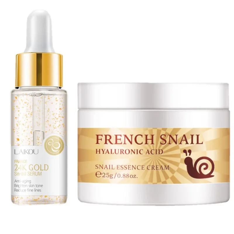 

LAIKOU Snail Face Serum and Cream Moisturizing Whitening Anti Wrinkle Cream Collagen Nourishing Day Creams Facial Skin Care