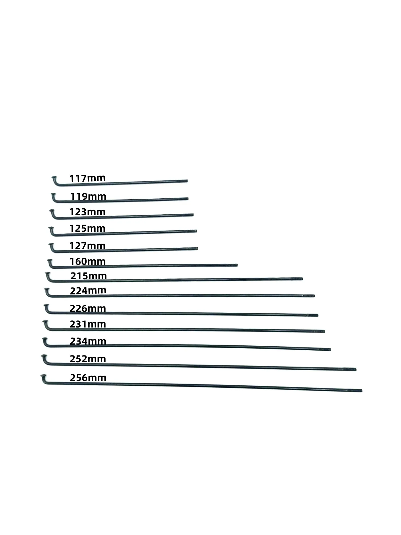 Electric Bike Parts Electric Bicycle Accessories 12G Steel Spokes Caliber 2.5mm Length 117-256mm with Matching Nuts Nipples Electric Scooter Parts