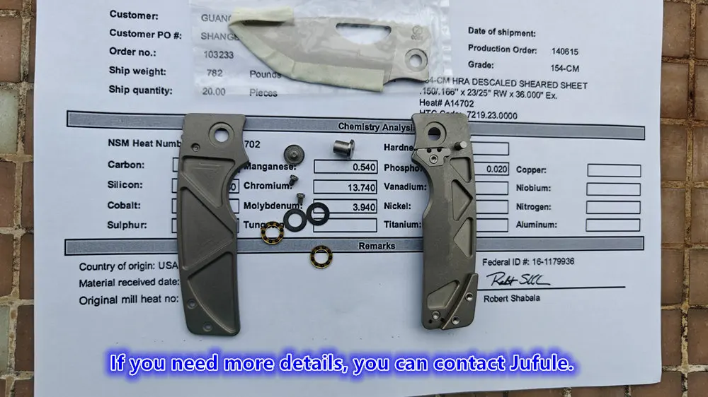 JUFULE New OZ Rosie Titanium Handle Real 60+ HRC 154CM Steel Ceramic Bearings Pocket EDC Tool Camping Hunt Outdoor Folding Knife 3