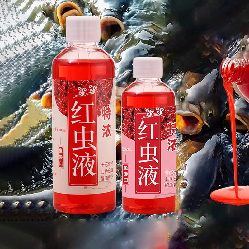 60/100Ml Fishbait Ad Alta Concentrazione Per Trota Merluzzo Carpa Bass Strong Fish Attractant Concentrato Red Worm Liquid Fish Bait Addit