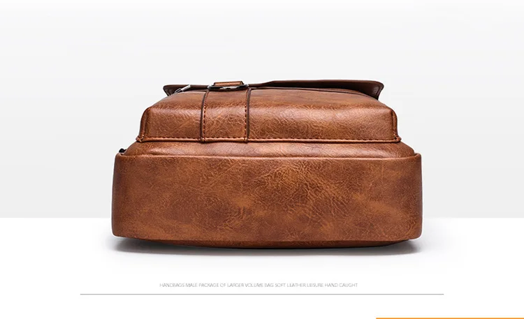 Men Shoulder Bag PU Waterproof Retro Business Fashion Handsome Multi Layered Divided Crossbody Large Capacity Handbags