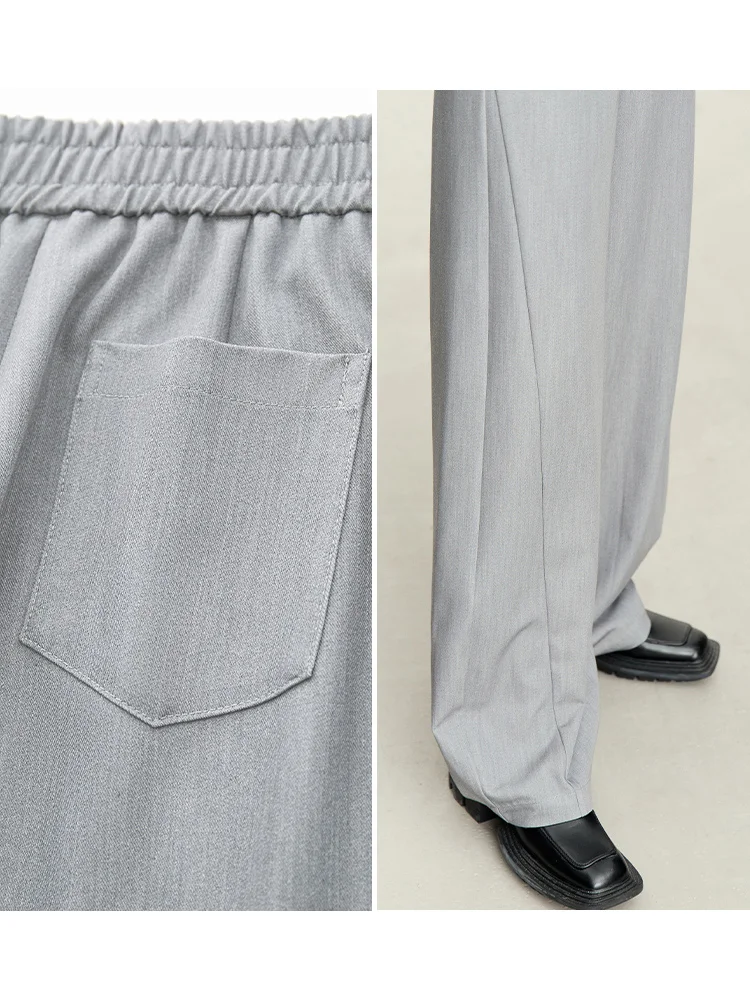 AMII Minimalist 2023 Autumn New Women's Pants Simple Wide Leg Pants Commuter Solid Micro Elastic Casual Loose Trousers 12323011