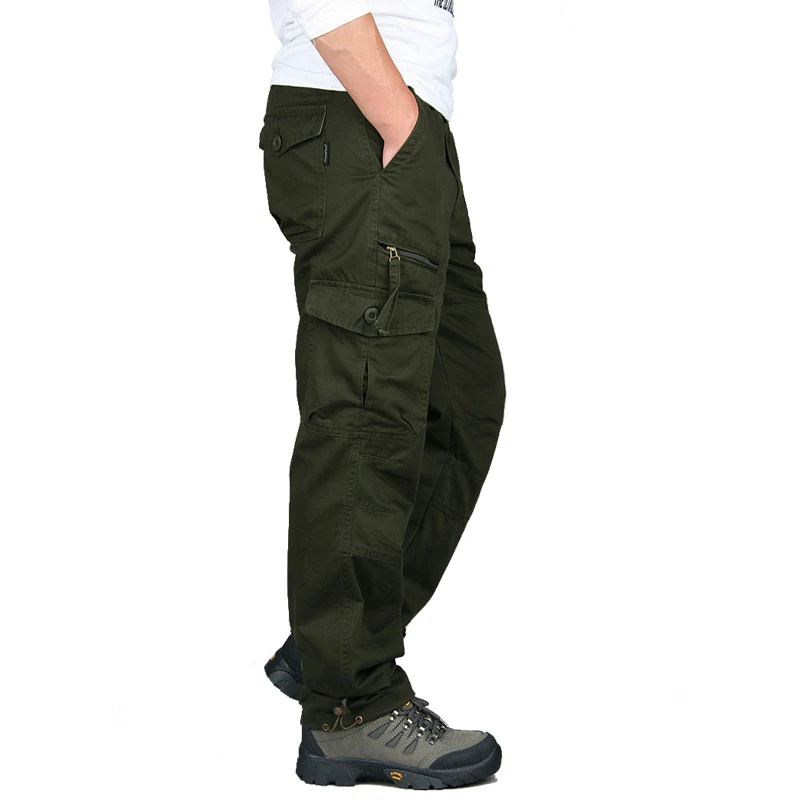 Cotton Cargo Pants Men Overalls Hunting Style Tactical Workout Straight Trousers Outwear Casual Multi Pocket Baggy Pants combat pants