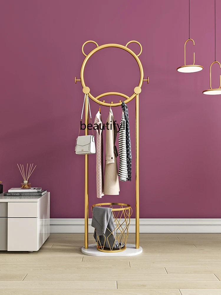 

zqNordic Minimalist Clothes Rack Floor Bedroom Modern Light Luxury Simple Rack Household Storage Rack Coat Rack