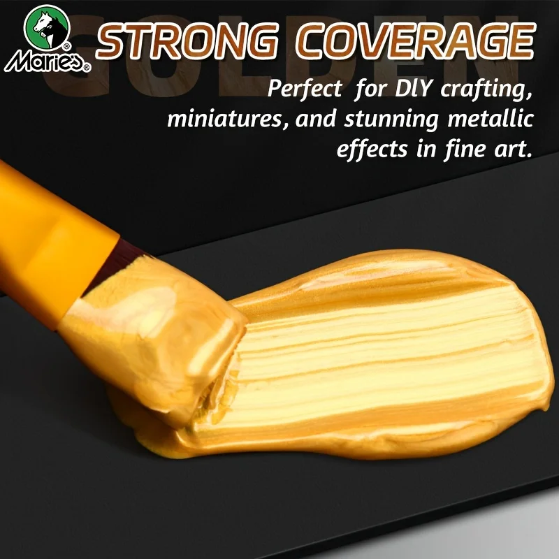 Marie's 50ml/1.69 oz 1pc Pearlescent Yellow Metallic Acrylic Paint,Quick-Drying for Glass,Rock,Wood,DIY for Adults & Artists 2