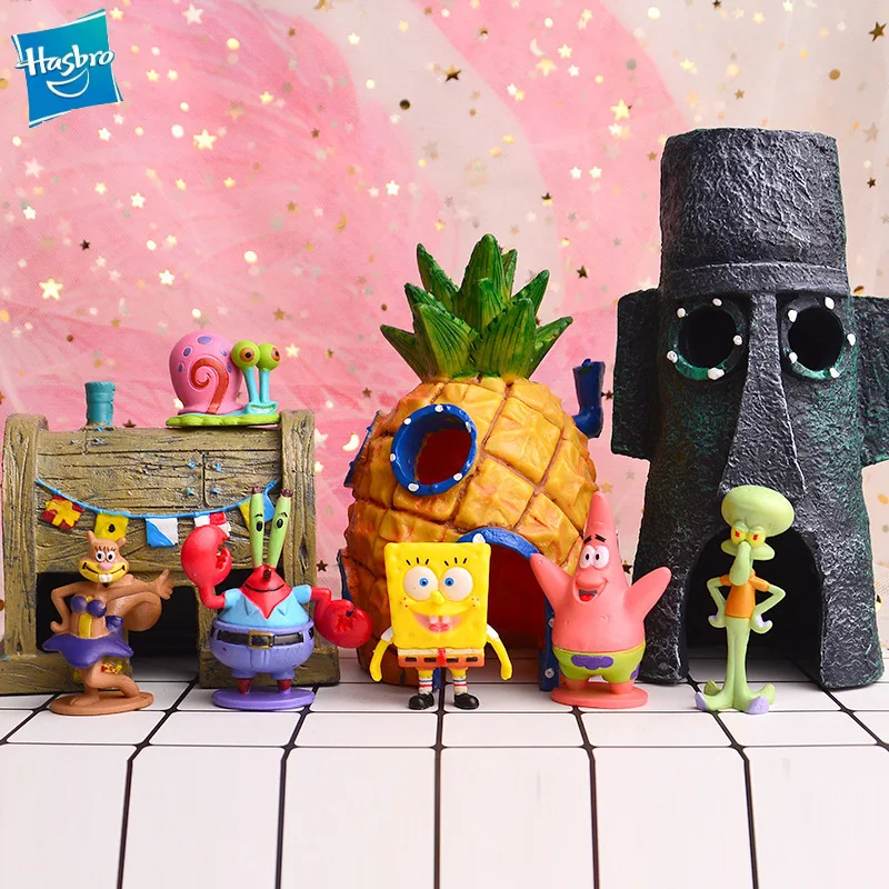 Hasbro Kawaii губки фигурки Bobs Патрик звезда игрушки наборы мультфильм аквариум микро